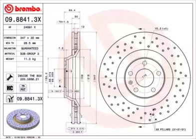 Тормозной диск BREMBO 09.8841.3X