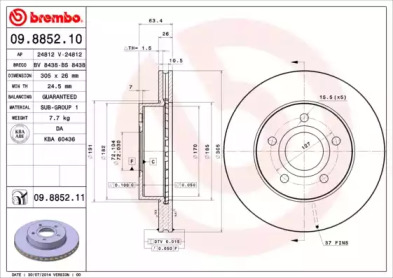 Тормозной диск BREMBO 09.8852.10