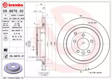 Тормозной диск BREMBO 09.8876.31