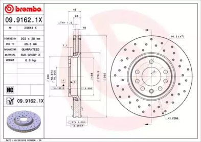 Тормозной диск BREMBO 09.9162.1X