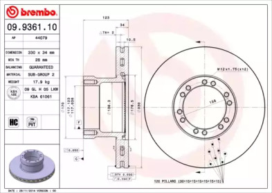 Тормозной диск BREMBO 09.9361.10