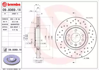 Тормозной диск BREMBO 09.9369.1X