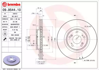 Тормозной диск BREMBO 09.9544.10