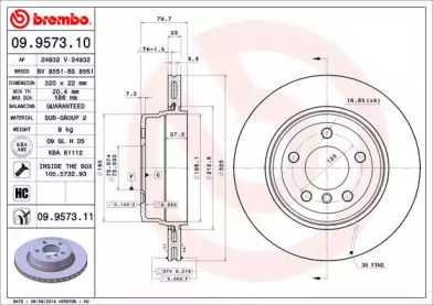 Тормозной диск BREMBO 09.9573.11