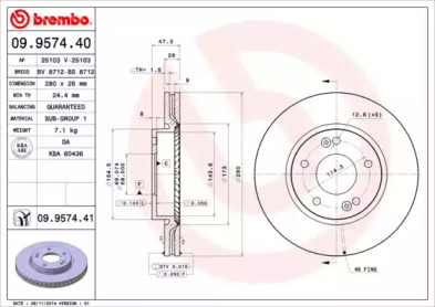 Тормозной диск BREMBO 09.9574.40