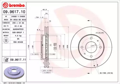 Тормозной диск BREMBO 09.9617.10