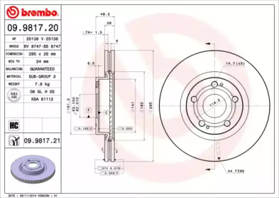 Тормозной диск BREMBO 09.9817.20