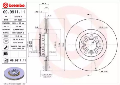 Тормозной диск BREMBO 09.9911.11