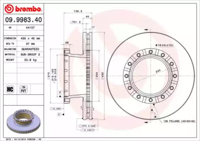 Тормозной диск BREMBO 09.9983.40