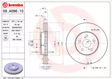 Тормозной диск BREMBO 09.A096.10