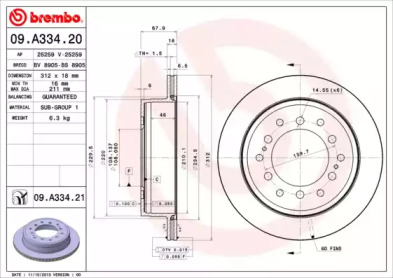 Тормозной диск BREMBO 09.A334.20