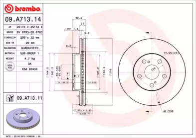 Тормозной диск BREMBO 09.A713.14