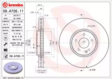 Тормозной диск BREMBO 09.A726.11