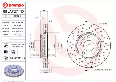 Тормозной диск BREMBO 09.A727.1X