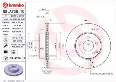 Тормозной диск BREMBO 09.A736.10