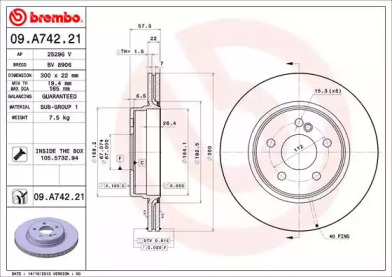 Тормозной диск BREMBO 09.A742.21