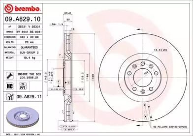 Тормозной диск BREMBO 09.A829.10