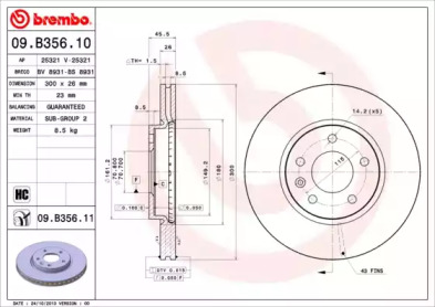 Тормозной диск BREMBO 09.B356.10