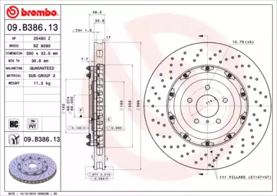 Тормозной диск BREMBO 09.B386.13