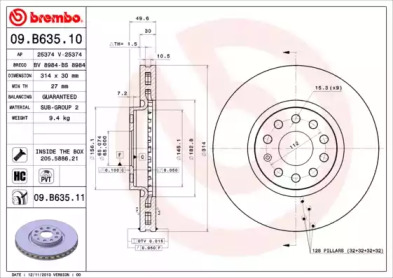 Тормозной диск BREMBO 09.B635.10