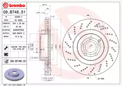 Тормозной диск BREMBO 09.B746.51