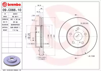 Тормозной диск BREMBO 09.C066.10