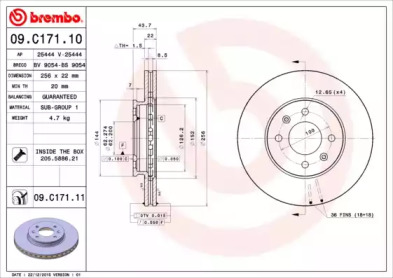 Тормозной диск BREMBO 09.C171.11