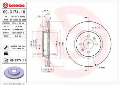 Тормозной диск BREMBO 09.C174.10