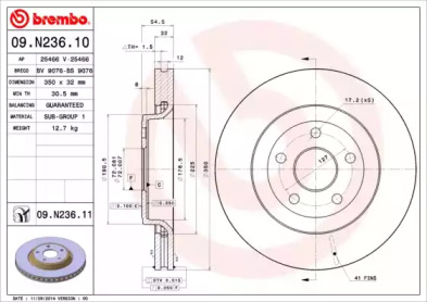 Тормозной диск BREMBO 09.N236.11