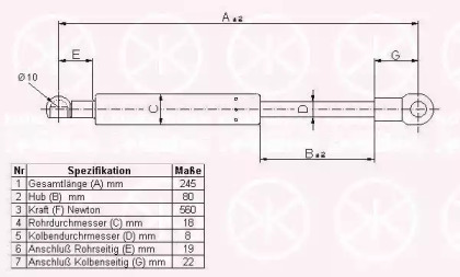 Газовая пружина KLOKKERHOLM 00657120