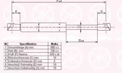 Газовая пружина KLOKKERHOLM 55077120