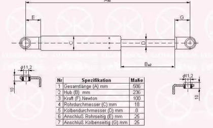 Газовая пружина KLOKKERHOLM 68207100