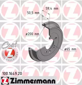 Тормозный барабан ZIMMERMANN 100.1649.20