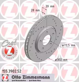 Тормозной диск ZIMMERMANN 155.3902.52