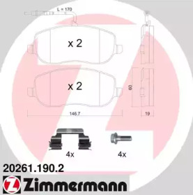 Комплект тормозных колодок ZIMMERMANN 20261.190.2