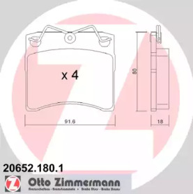 Комплект тормозных колодок ZIMMERMANN 20652.180.1