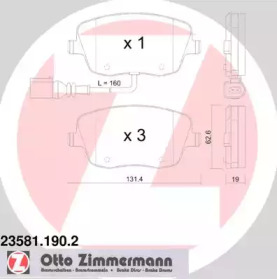 Комплект тормозных колодок ZIMMERMANN 23581.190.2