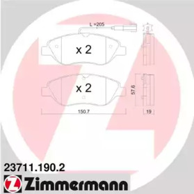 Комплект тормозных колодок ZIMMERMANN 23711.190.2