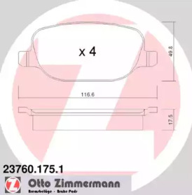 Комплект тормозных колодок ZIMMERMANN 23760.175.1