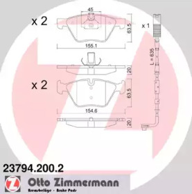 Комплект тормозных колодок ZIMMERMANN 23794.200.2