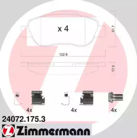 Комплект тормозных колодок ZIMMERMANN 24072.175.3