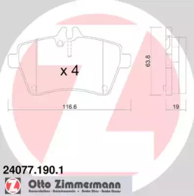 Комплект тормозных колодок ZIMMERMANN 24077.190.1