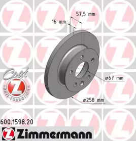 Тормозной диск ZIMMERMANN 600.1598.20