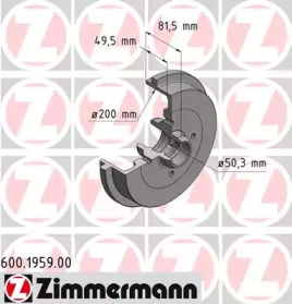 Тормозный барабан ZIMMERMANN 600.1959.00