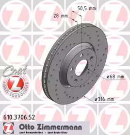 Тормозной диск ZIMMERMANN 610.3706.52