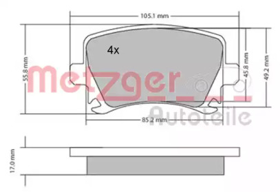 Комплект тормозных колодок METZGER 1170005