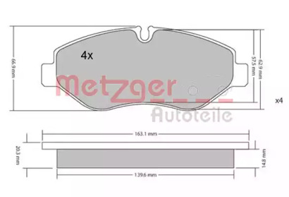 Комплект тормозных колодок METZGER 1170040