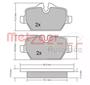 Комплект тормозных колодок METZGER 1170052