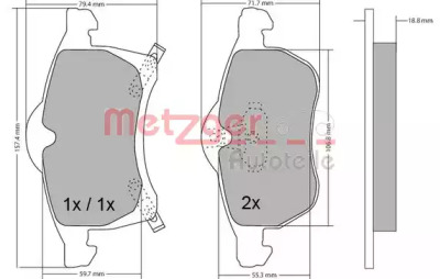 Комплект тормозных колодок METZGER 1170091