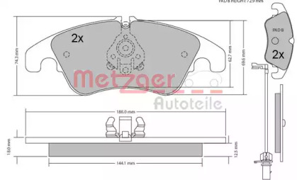 Комплект тормозных колодок METZGER 1170127